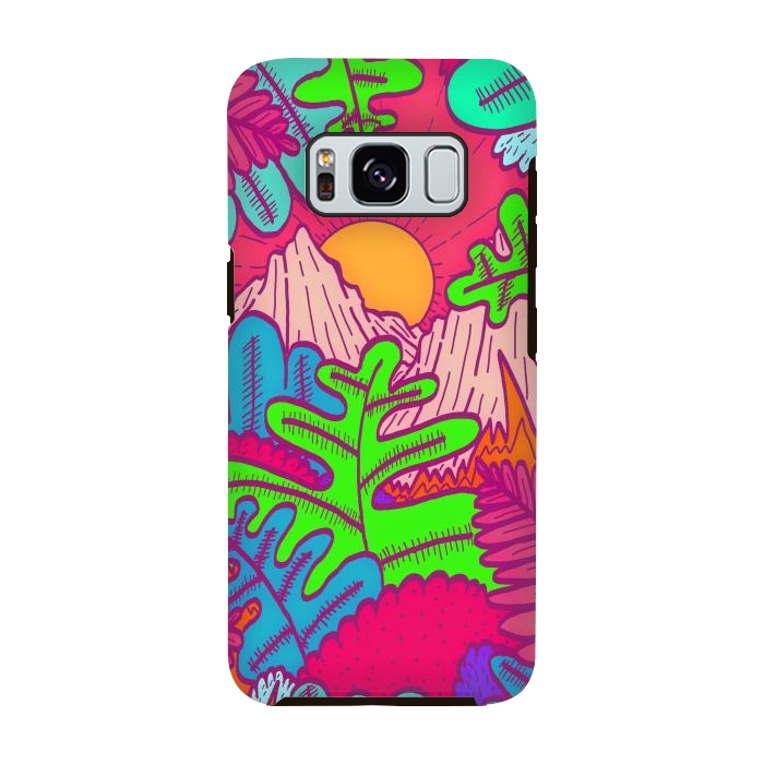 Galaxy S8 StrongFit A pink tropical jungle by Steve Wade (Swade)