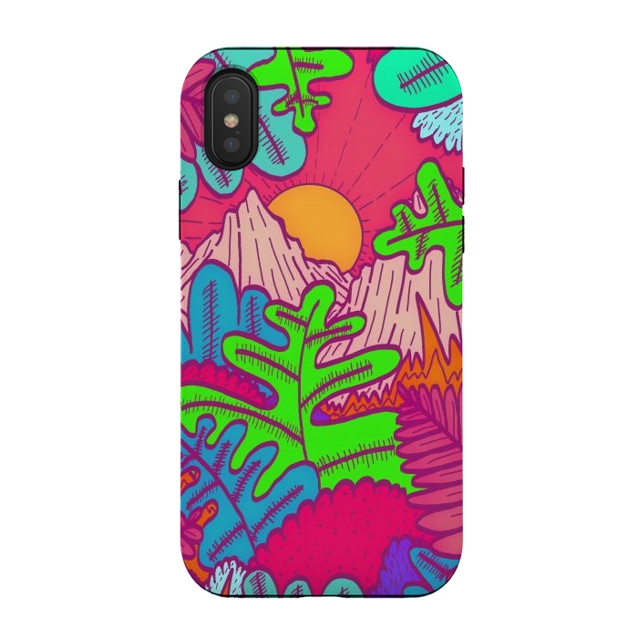 iPhone Xs / X StrongFit A pink tropical jungle by Steve Wade (Swade)
