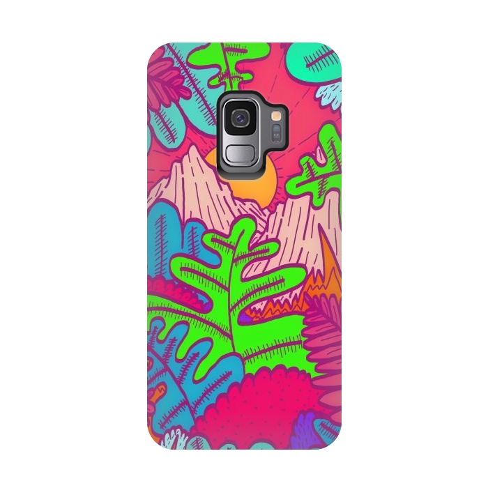 Galaxy S9 StrongFit A pink tropical jungle by Steve Wade (Swade)