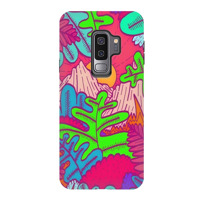 Galaxy S9 plus StrongFit A pink tropical jungle by Steve Wade (Swade)