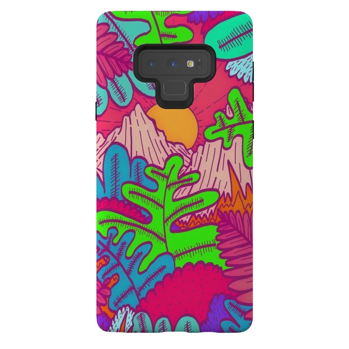 Galaxy Note 9 StrongFit A pink tropical jungle by Steve Wade (Swade)