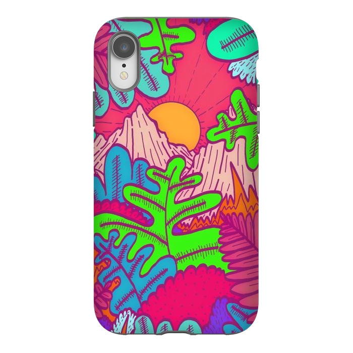 iPhone Xr StrongFit A pink tropical jungle by Steve Wade (Swade)