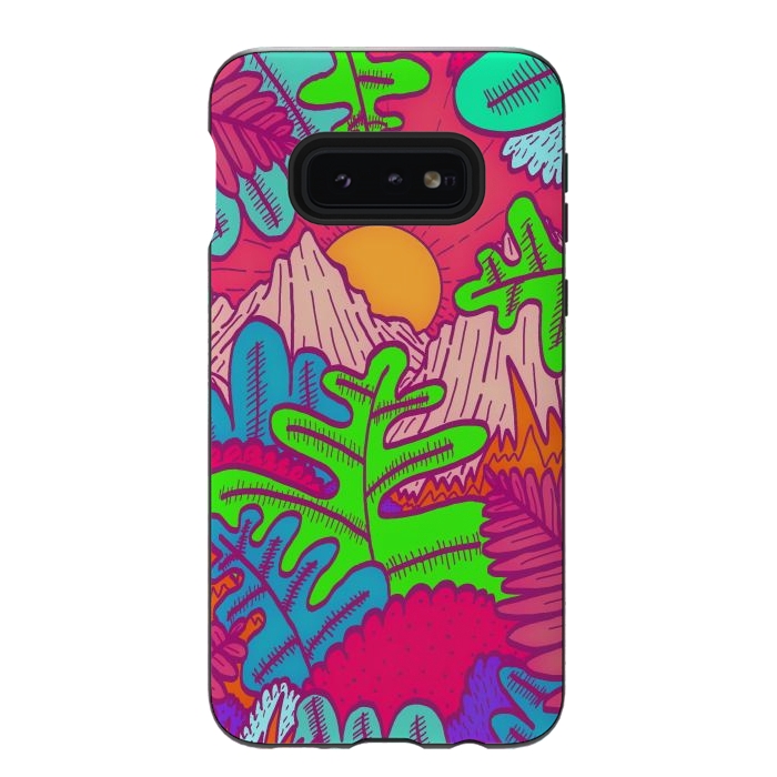 Galaxy S10e StrongFit A pink tropical jungle by Steve Wade (Swade)