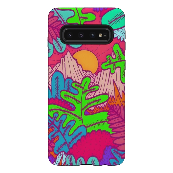 Galaxy S10 StrongFit A pink tropical jungle by Steve Wade (Swade)