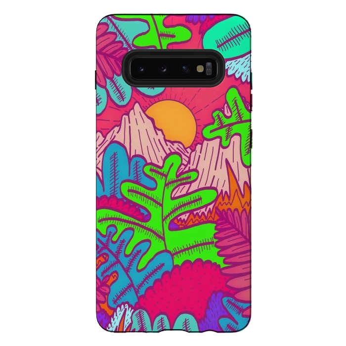 Galaxy S10 plus StrongFit A pink tropical jungle by Steve Wade (Swade)