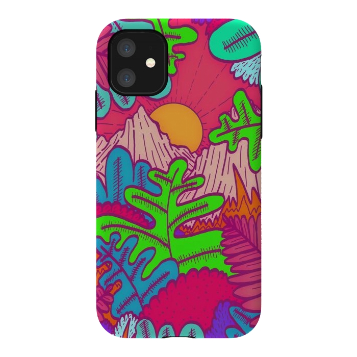 iPhone 11 StrongFit A pink tropical jungle by Steve Wade (Swade)
