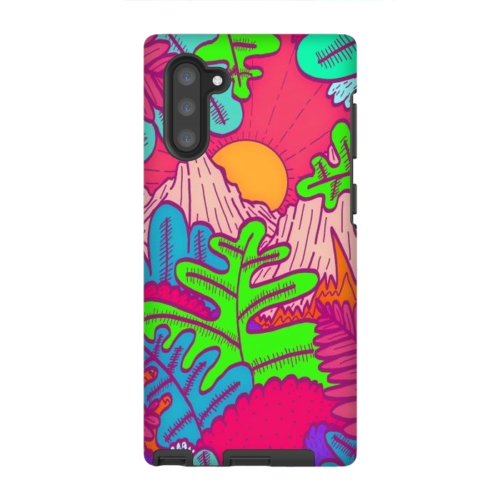 Galaxy Note 10 StrongFit A pink tropical jungle by Steve Wade (Swade)