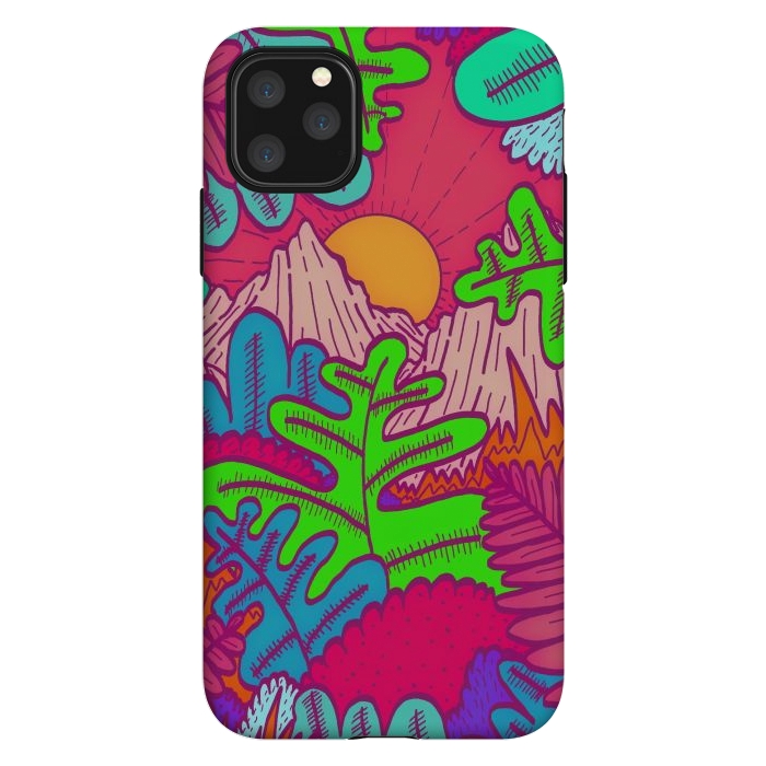 iPhone 11 Pro Max StrongFit A pink tropical jungle by Steve Wade (Swade)