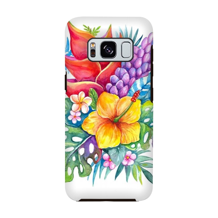Galaxy S8 StrongFit Tropical Flowers by Irina Velman