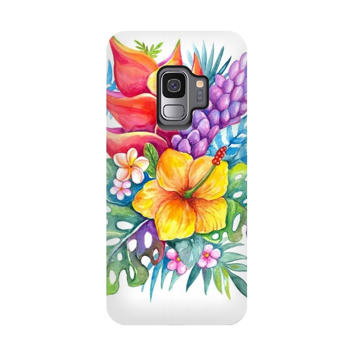 Galaxy S9 StrongFit Tropical Flowers by Irina Velman