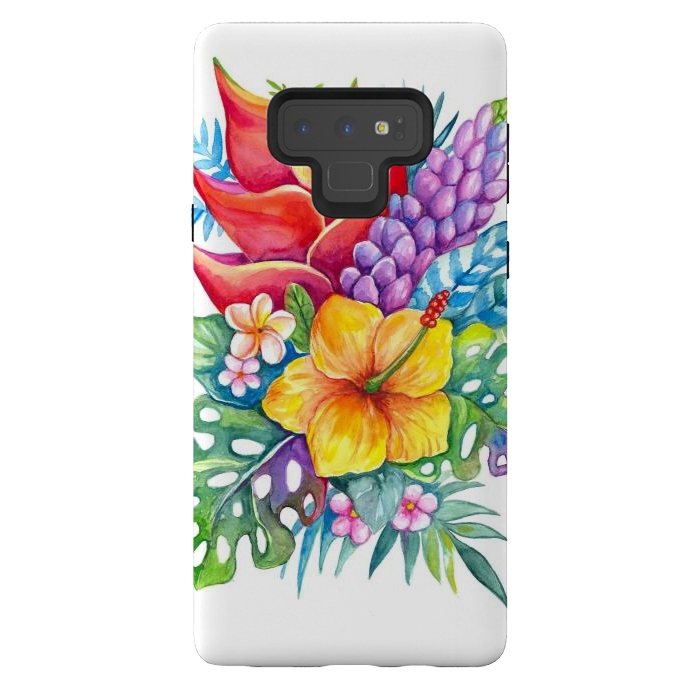 Galaxy Note 9 StrongFit Tropical Flowers by Irina Velman