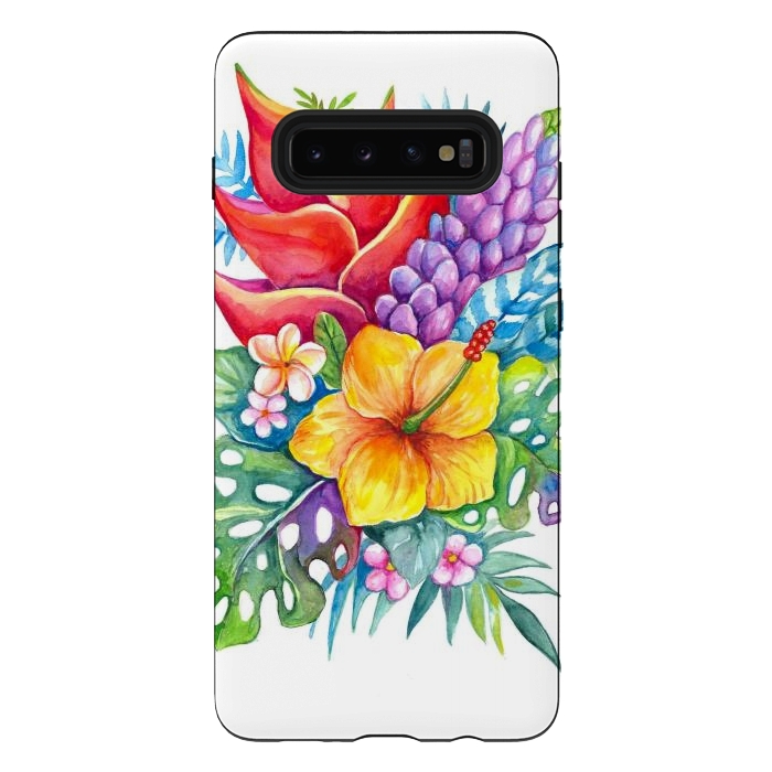 Galaxy S10 plus StrongFit Tropical Flowers by Irina Velman