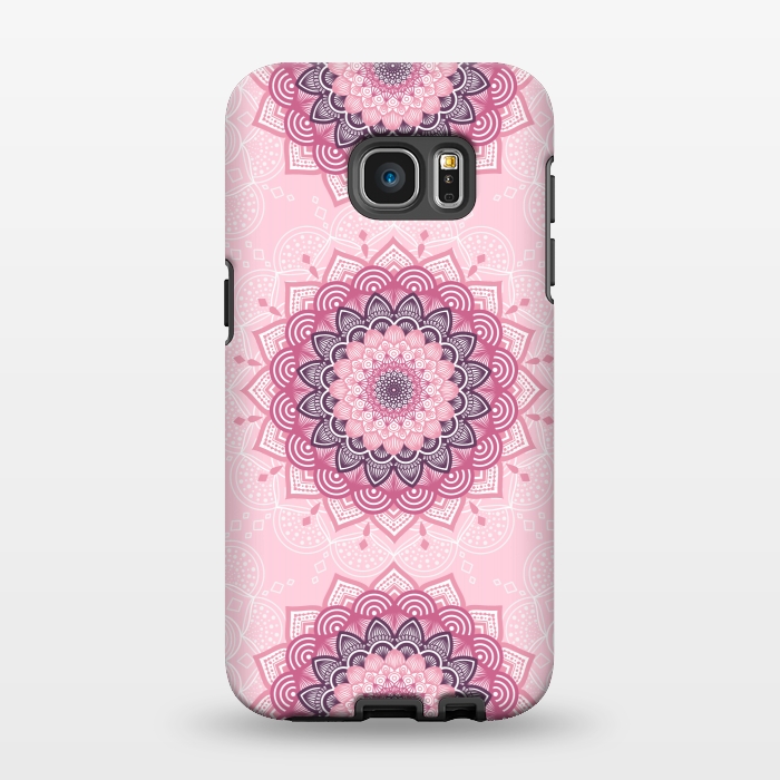 Galaxy S7 EDGE StrongFit Pink white mandalas by Jms