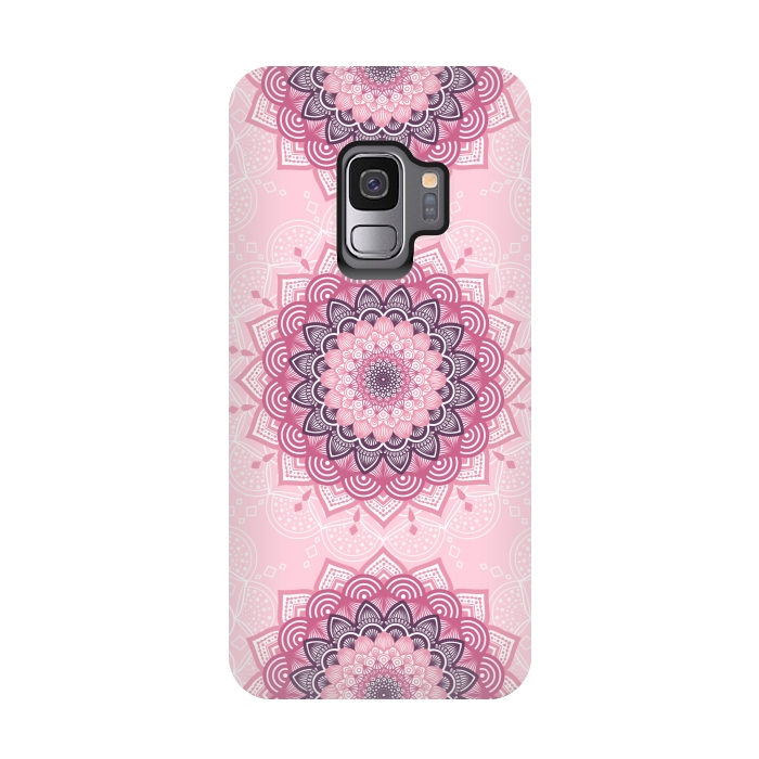 Galaxy S9 StrongFit Pink white mandalas by Jms