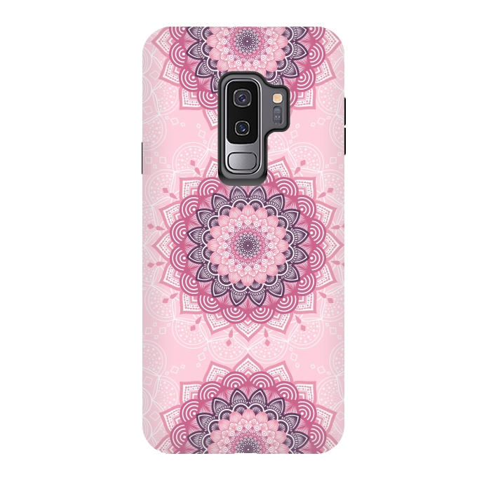 Galaxy S9 plus StrongFit Pink white mandalas by Jms