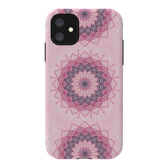 iPhone 11 StrongFit Pink white mandalas by Jms