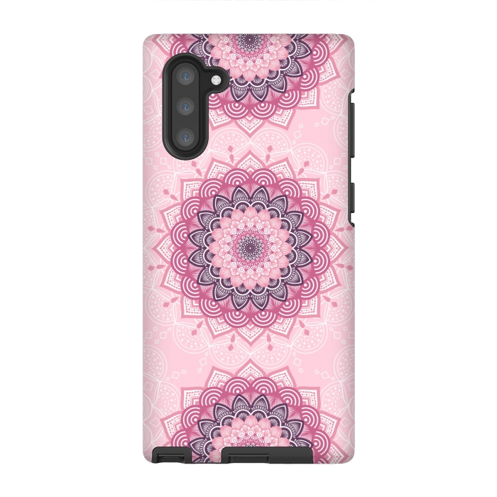 Galaxy Note 10 StrongFit Pink white mandalas by Jms