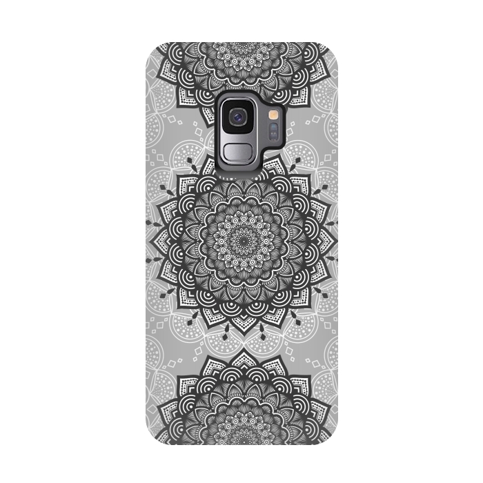 Galaxy S9 StrongFit Black gray mandalas by Jms