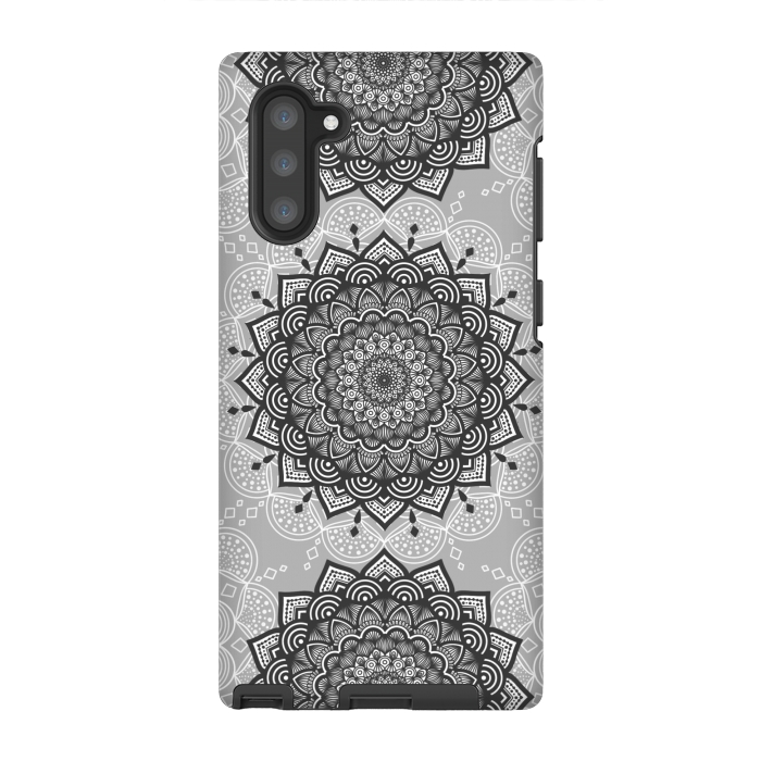 Galaxy Note 10 StrongFit Black gray mandalas by Jms