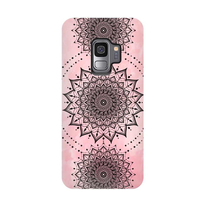 Galaxy S9 StrongFit Pink black mandalas by Jms