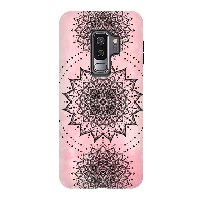 Galaxy S9 plus StrongFit Pink black mandalas by Jms