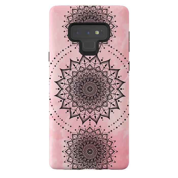Galaxy Note 9 StrongFit Pink black mandalas by Jms