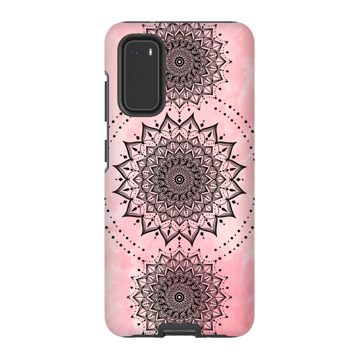 Galaxy S20 StrongFit Pink black mandalas by Jms