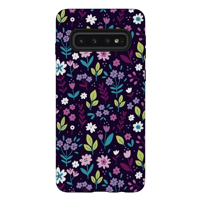 Galaxy S10 StrongFit Purple Flowers I by ArtsCase