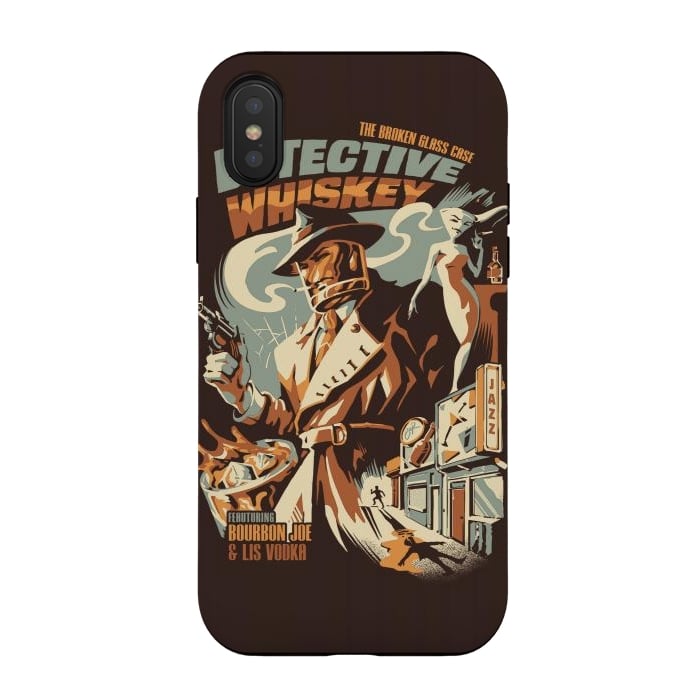 iPhone Xs / X StrongFit Detective Whiskey by Ilustrata