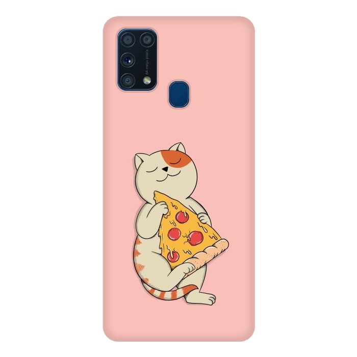 Galaxy M31 SlimFit Cat and Pizza Pink por Coffee Man