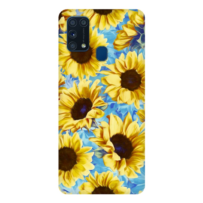 Galaxy M31 SlimFit Dreamy Sunflowers on Blue por Micklyn Le Feuvre