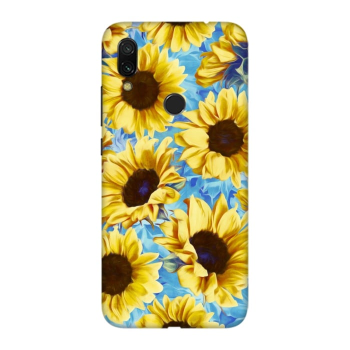 Redmi Note 7 SlimFit Dreamy Sunflowers on Blue por Micklyn Le Feuvre