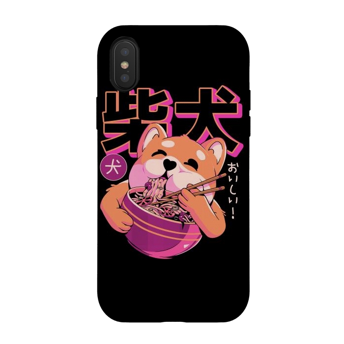 iPhone Xs / X StrongFit Shiba Noodles by Ilustrata