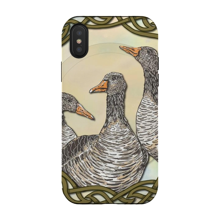 iPhone Xs / X StrongFit Celtic Goose by Lotti Brown
