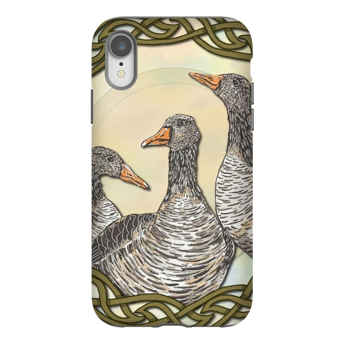 iPhone Xr StrongFit Celtic Goose by Lotti Brown