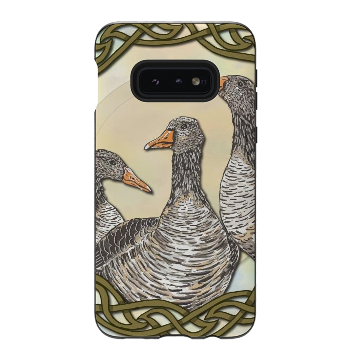 Galaxy S10e StrongFit Celtic Goose by Lotti Brown