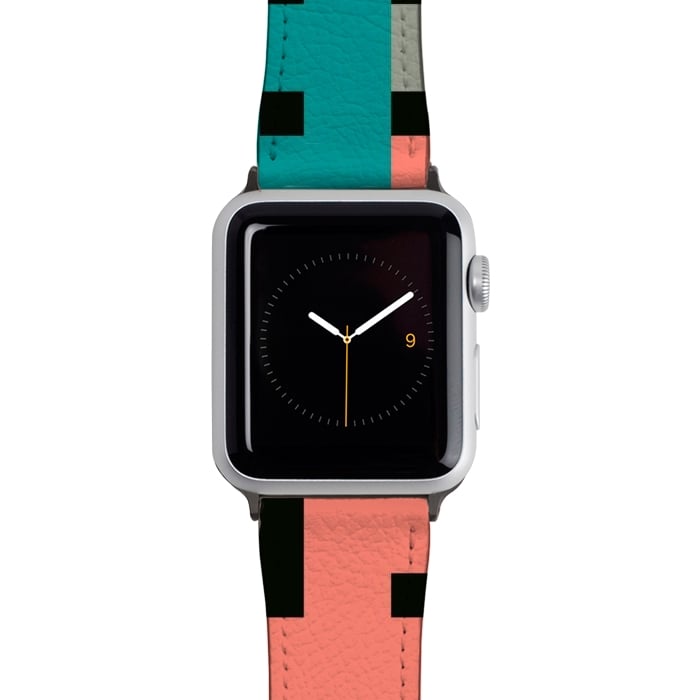 Watch 38mm / 40mm Strap PU leather Geo Repeat Squares by TMSarts