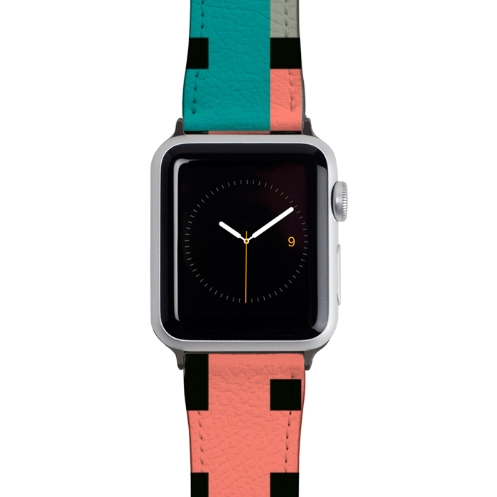 Watch 42mm / 44mm Strap PU leather Geo Repeat Squares by TMSarts
