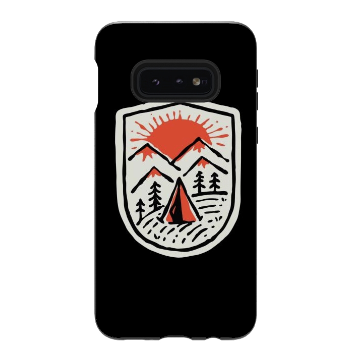 Galaxy S10e StrongFit Sunset Camp Hand Drawn by Afif Quilimo