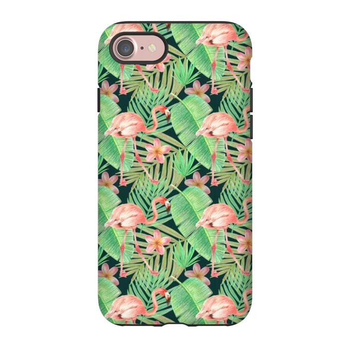 iPhone 7 StrongFit pink flamingo in a jungle by Alena Ganzhela
