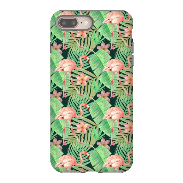 iPhone 8 plus StrongFit pink flamingo in a jungle by Alena Ganzhela