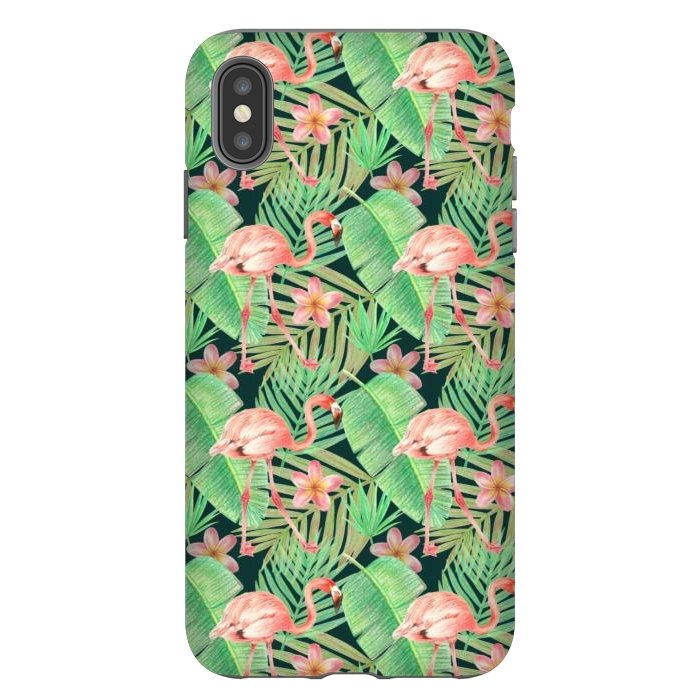 iPhone Xs Max StrongFit pink flamingo in a jungle by Alena Ganzhela