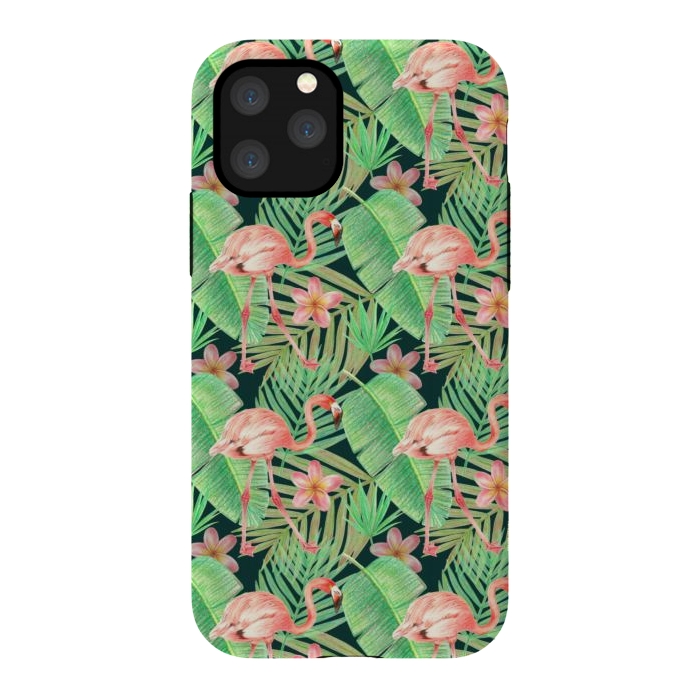 iPhone 11 Pro StrongFit pink flamingo in a jungle by Alena Ganzhela
