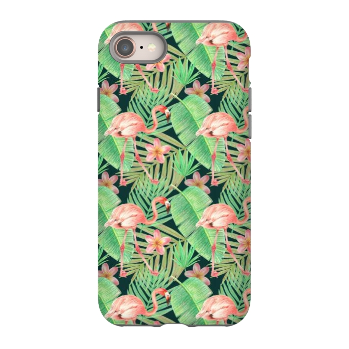 iPhone SE StrongFit pink flamingo in a jungle by Alena Ganzhela