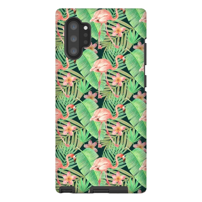 Galaxy Note 10 plus StrongFit pink flamingo in a jungle by Alena Ganzhela