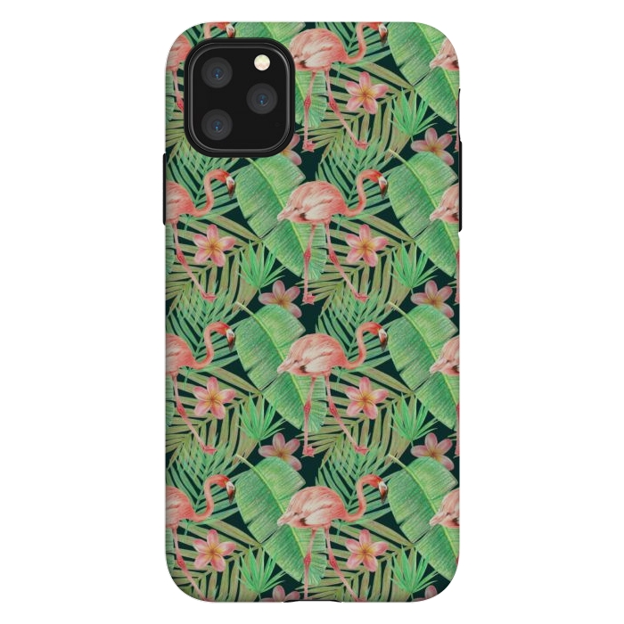 iPhone 11 Pro Max StrongFit pink flamingo in a jungle by Alena Ganzhela