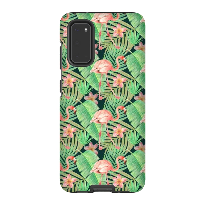 Galaxy S20 StrongFit pink flamingo in a jungle by Alena Ganzhela