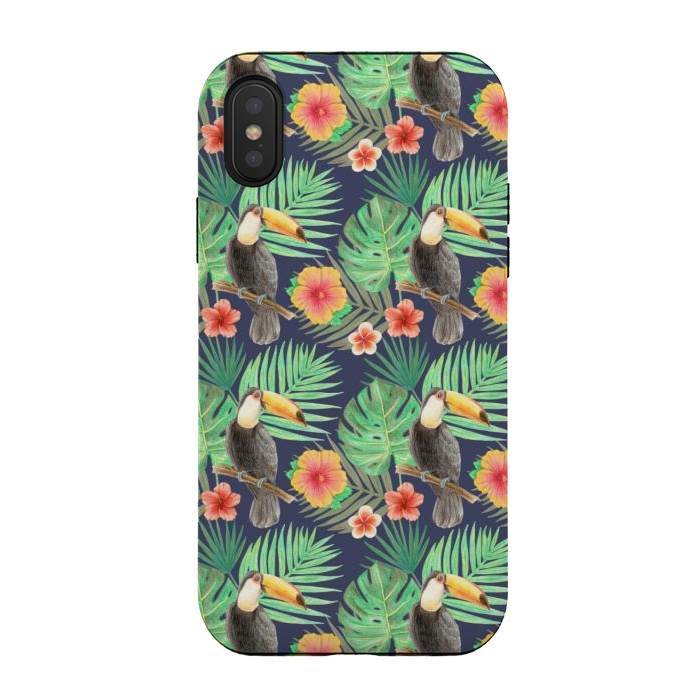 iPhone Xs / X StrongFit toucan bird in a jungle by Alena Ganzhela