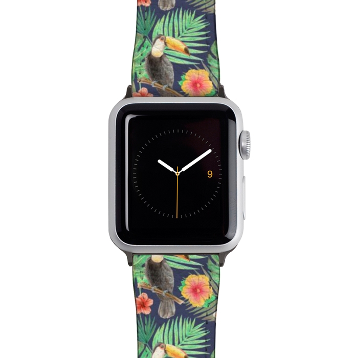 Watch 42mm / 44mm Strap PU leather toucan bird in a jungle by Alena Ganzhela