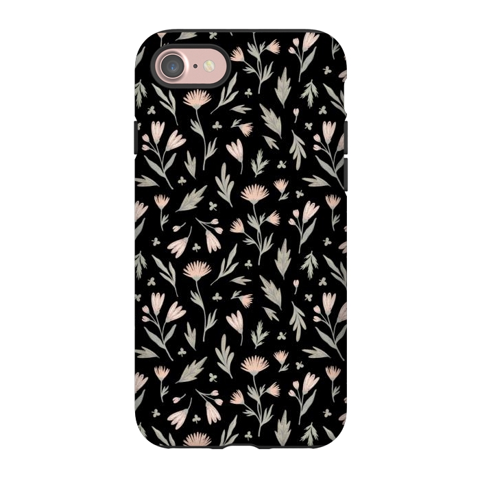iPhone 7 StrongFit delicate flowers on a black by Alena Ganzhela